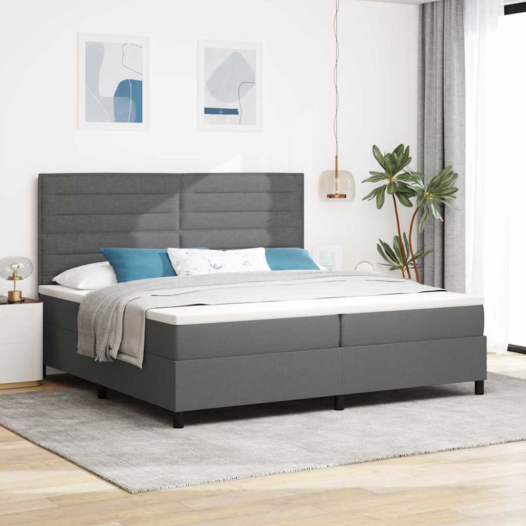 Boxspringbed met matras Donkergrijs 200 x 200 cm Stof – afbeelding 1
