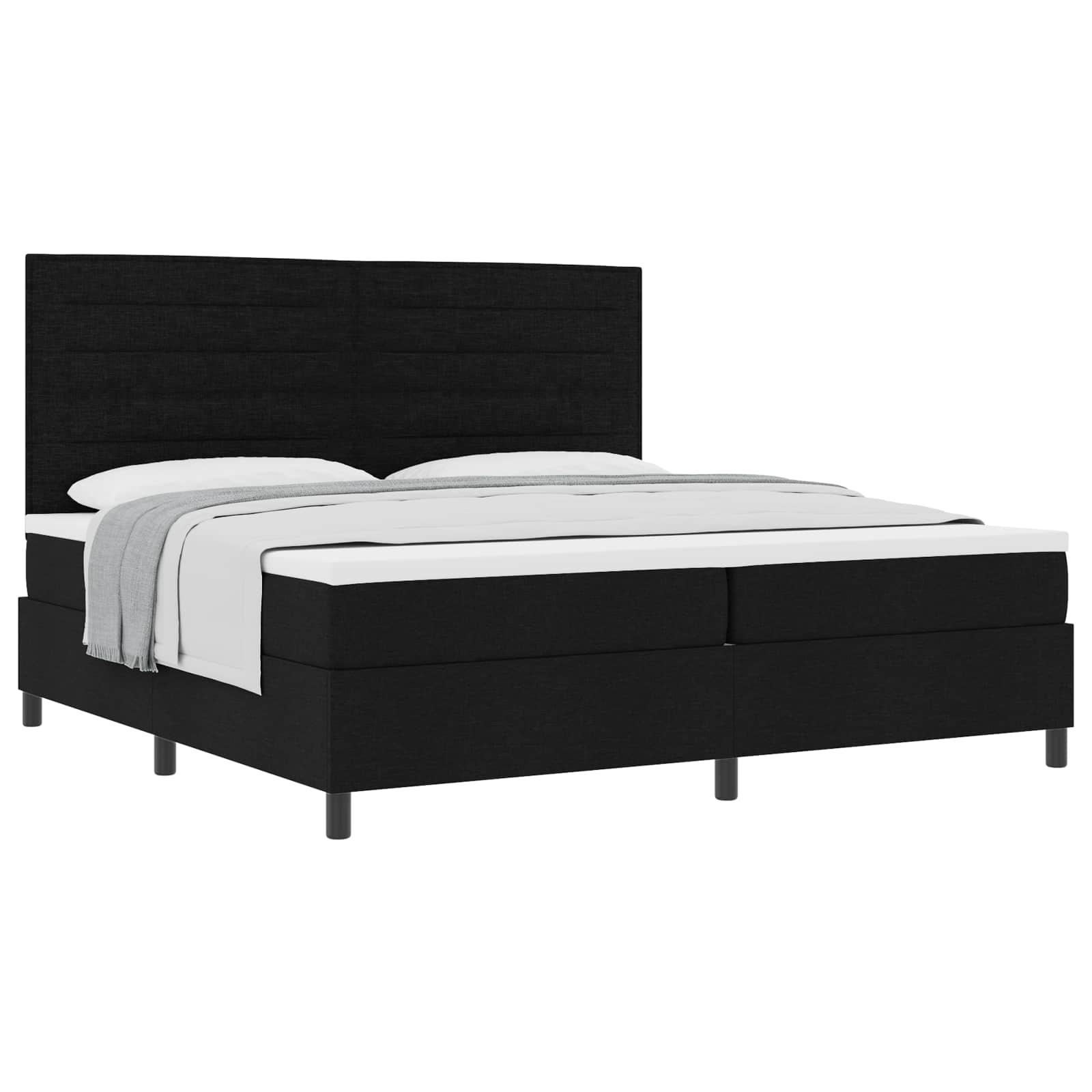 Boxspringbed met matras met hoofdeinde Zwart 200 x 200 cm Stof – afbeelding 2
