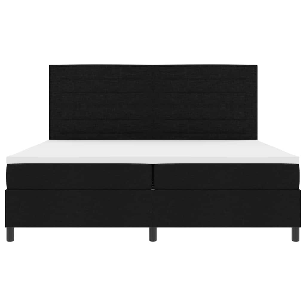 Boxspringbed met matras met hoofdeinde Zwart 200 x 200 cm Stof – afbeelding 6