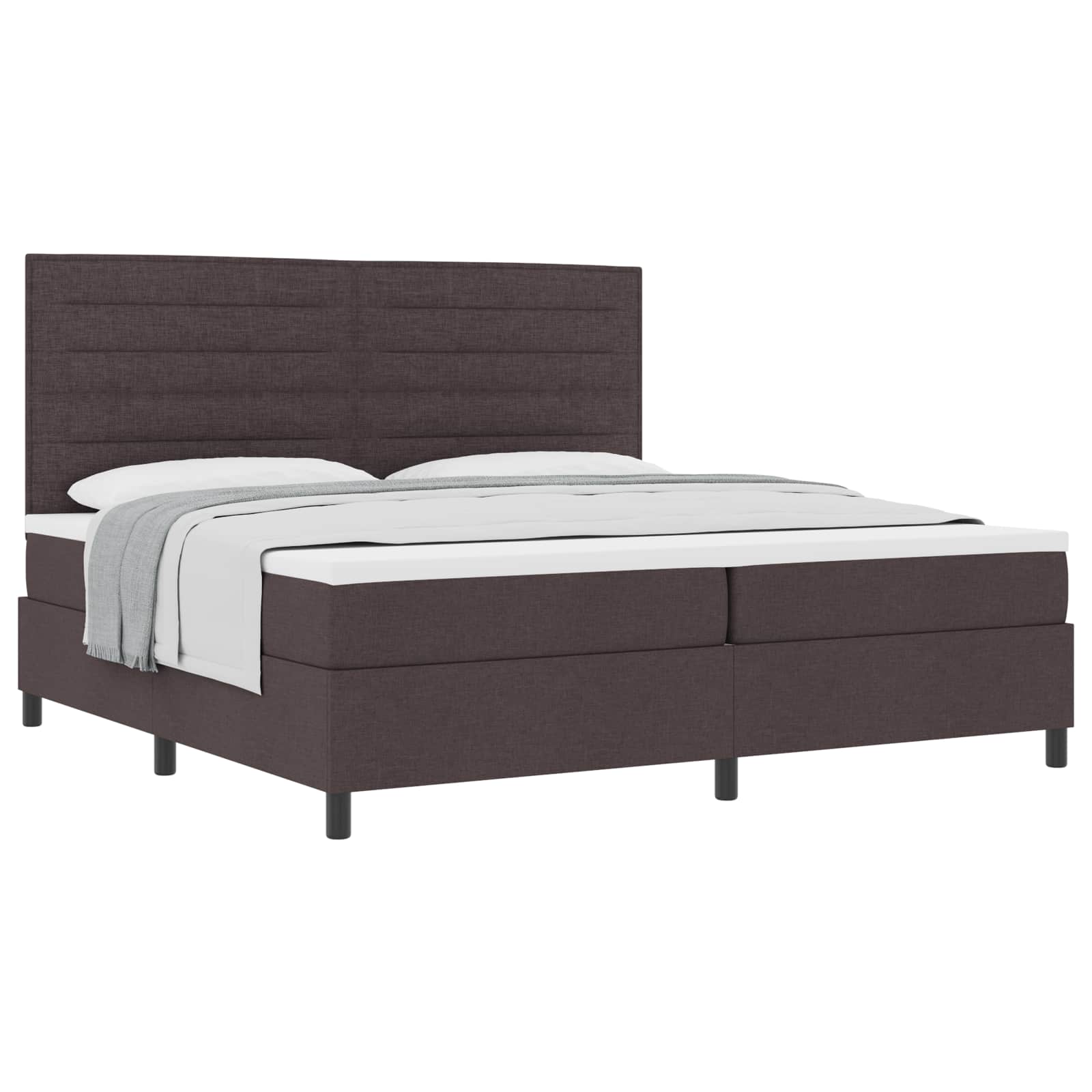 Boxspringbed met matras Donkerbruin 200 x 200 cm Stof – afbeelding 2