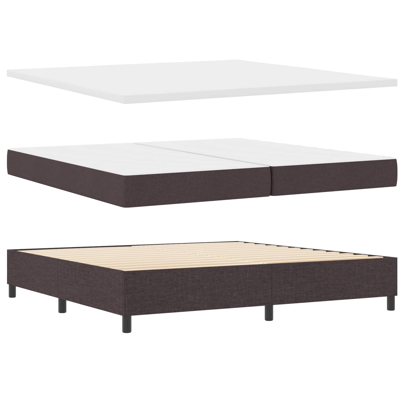 Boxspringbed met matras Donkerbruin 200 x 200 cm Stof – afbeelding 5