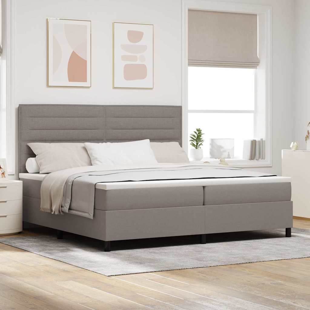 Boxspringbed met matras met hoofdeinde Taupe 200 x 200 cm Stof