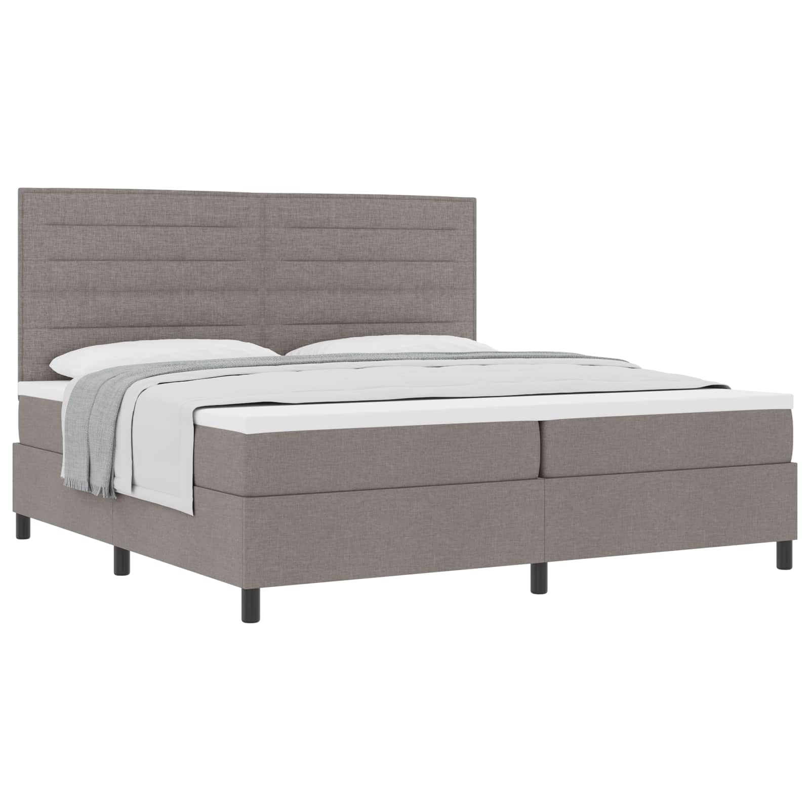 Boxspringbed met matras met hoofdeinde Taupe 200 x 200 cm Stof – afbeelding 2
