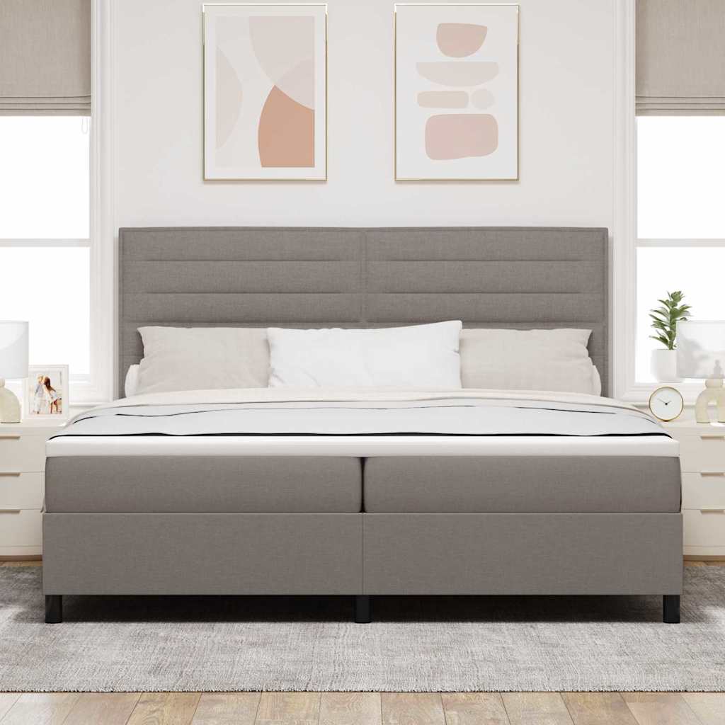 Boxspringbed met matras met hoofdeinde Taupe 200 x 200 cm Stof – afbeelding 3