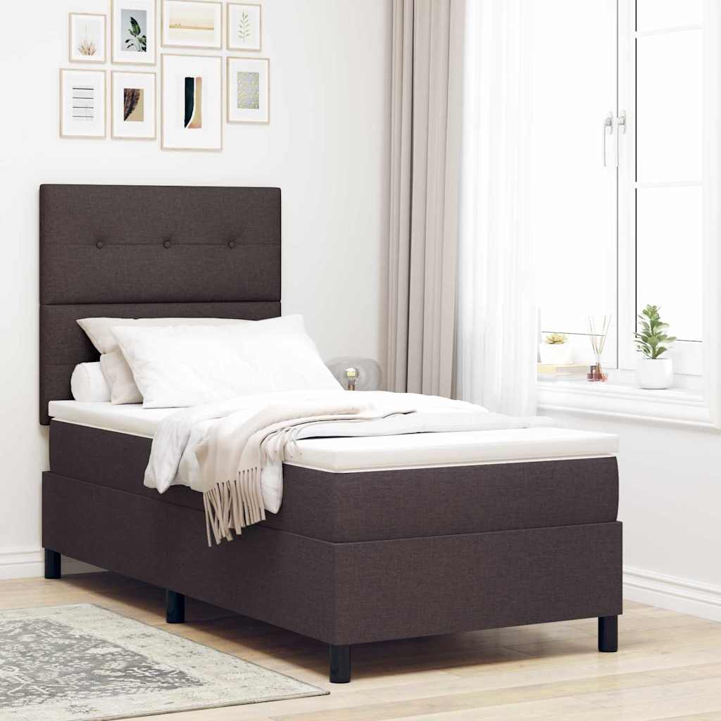 Boxspringbed met matras Donkerbruin 80 x 200 cm Stof – afbeelding 1