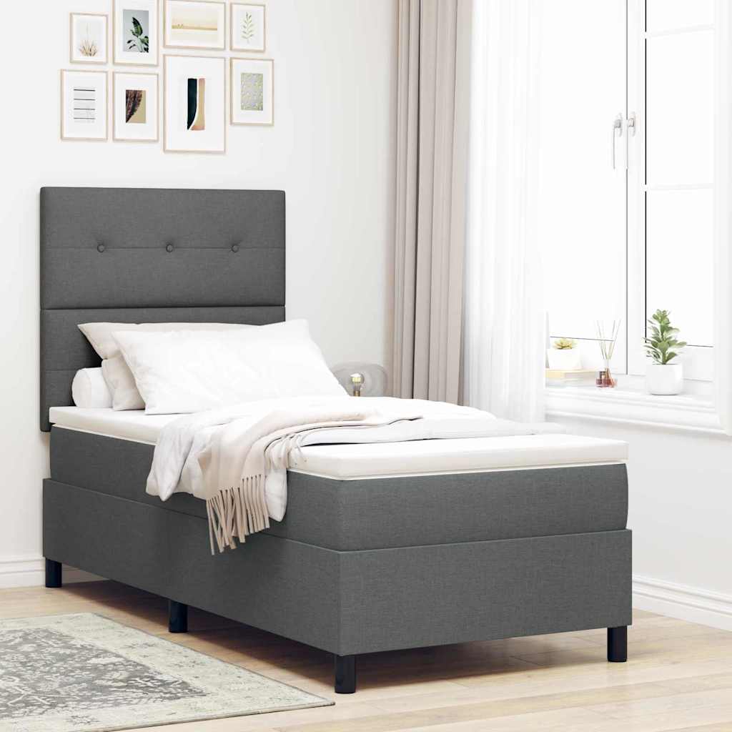 Boxspringbed met hoofdeinde Donkergrijs 100 x 200 cm Stof