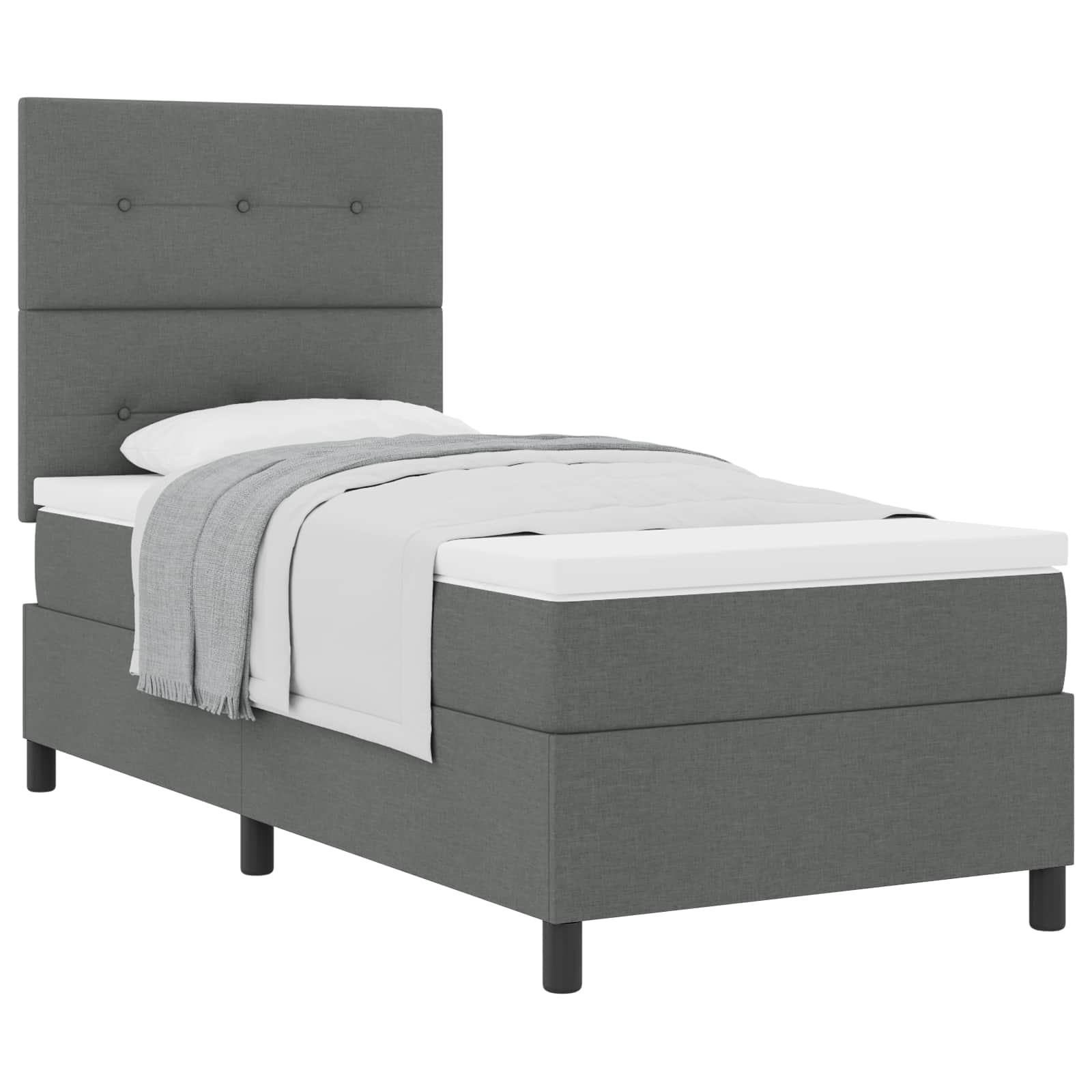 Boxspringbed met hoofdeinde Donkergrijs 100 x 200 cm Stof – afbeelding 2