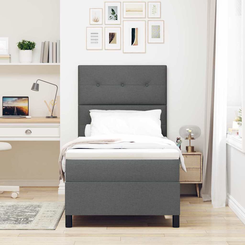 Boxspringbed met hoofdeinde Donkergrijs 100 x 200 cm Stof – afbeelding 3