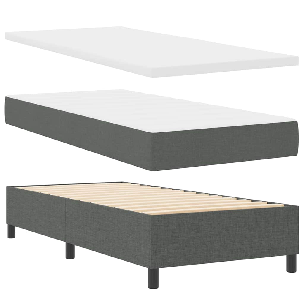 Boxspringbed met hoofdeinde Donkergrijs 100 x 200 cm Stof – afbeelding 6