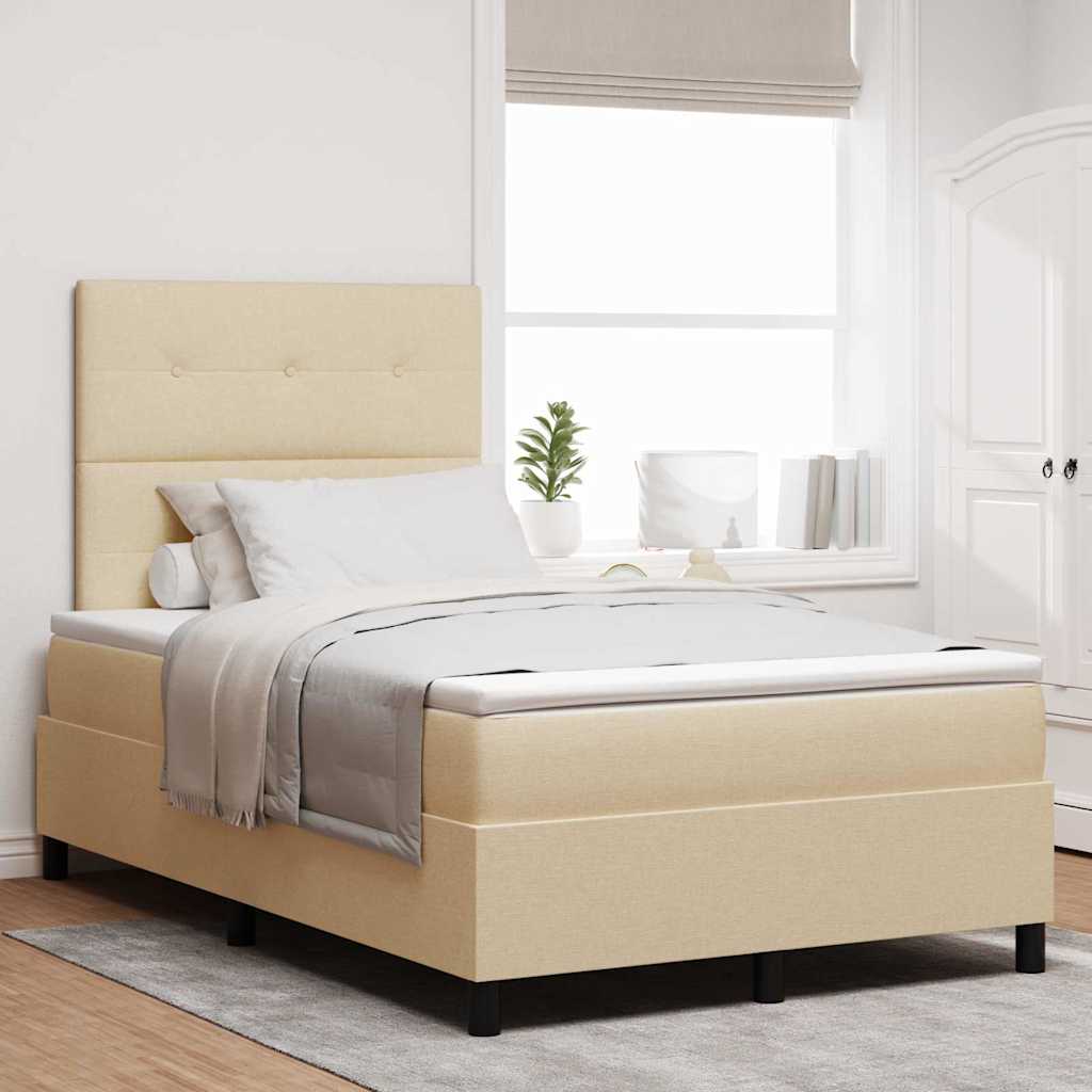 Boxspringbed met matras met hoofdeinde Crème 120 x 200 cm Stof – afbeelding 1