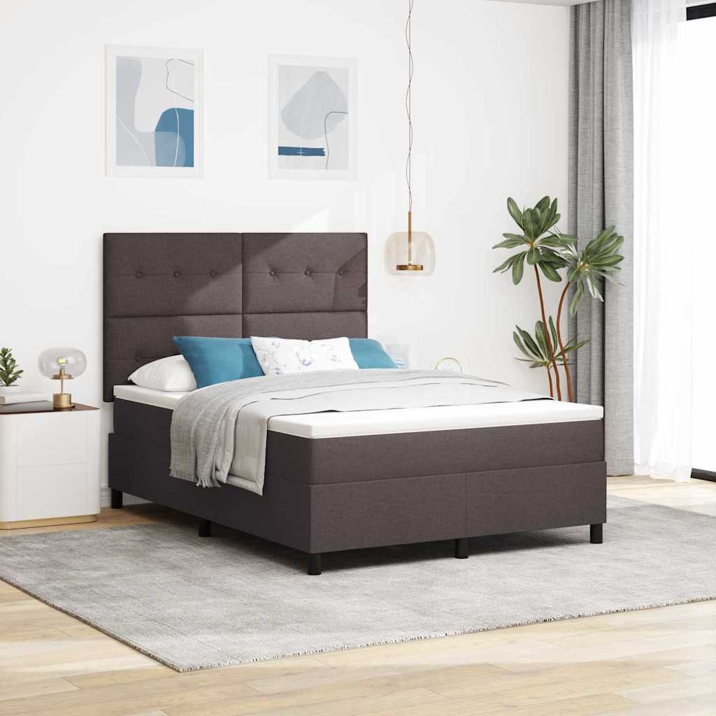 Boxspringbed met hoofdeinde Donkerbruin 140 x 200 cm Stof – afbeelding 1