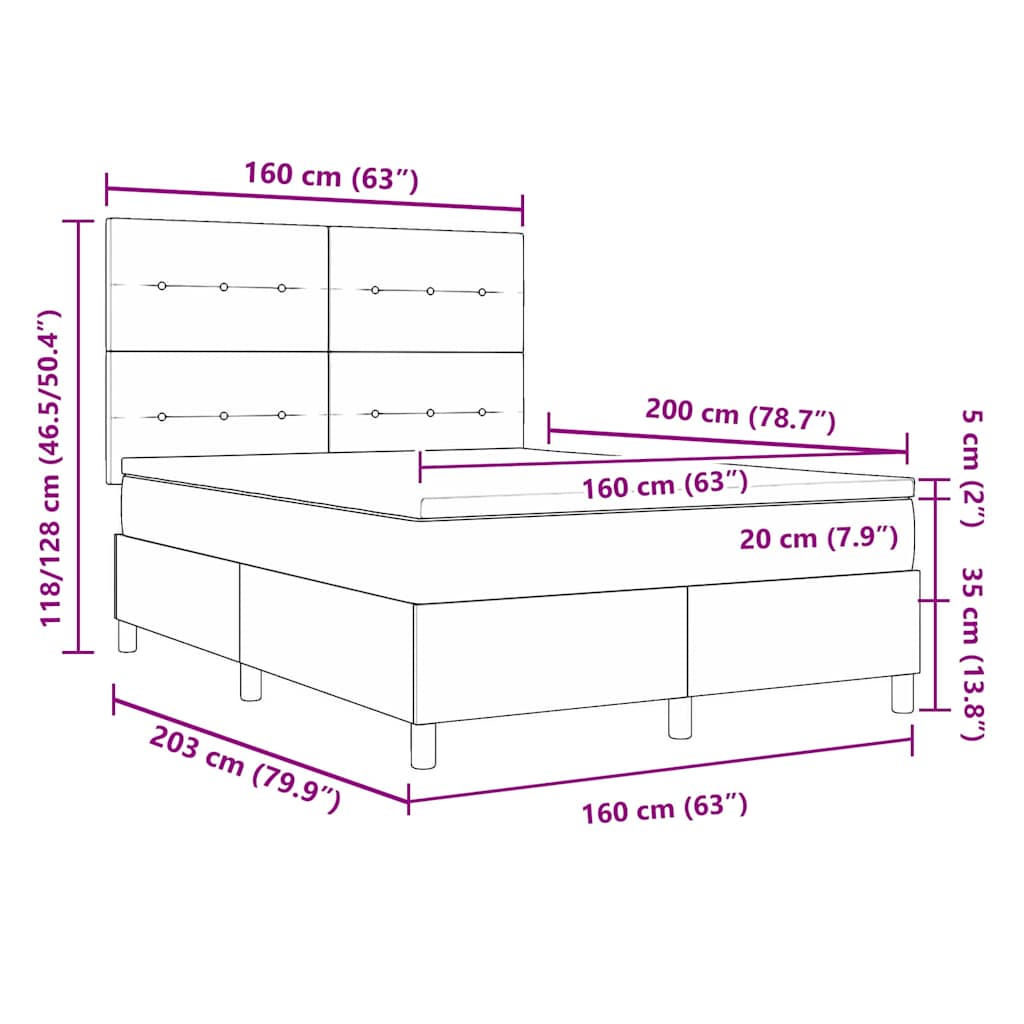 Boxspringbed met matras met hoofdeinde Taupe 160 x 200 cm Stof – afbeelding 12