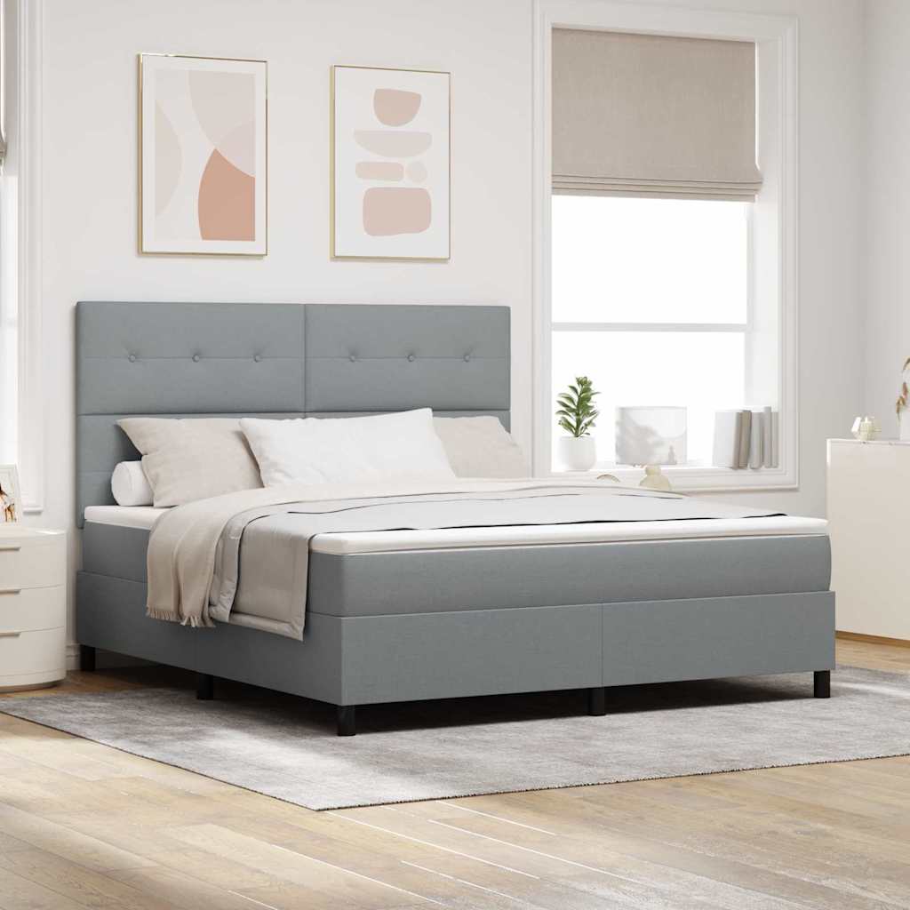 Boxspringbed met matras Lichtgrijs 180 x 200 cm Stof – afbeelding 1
