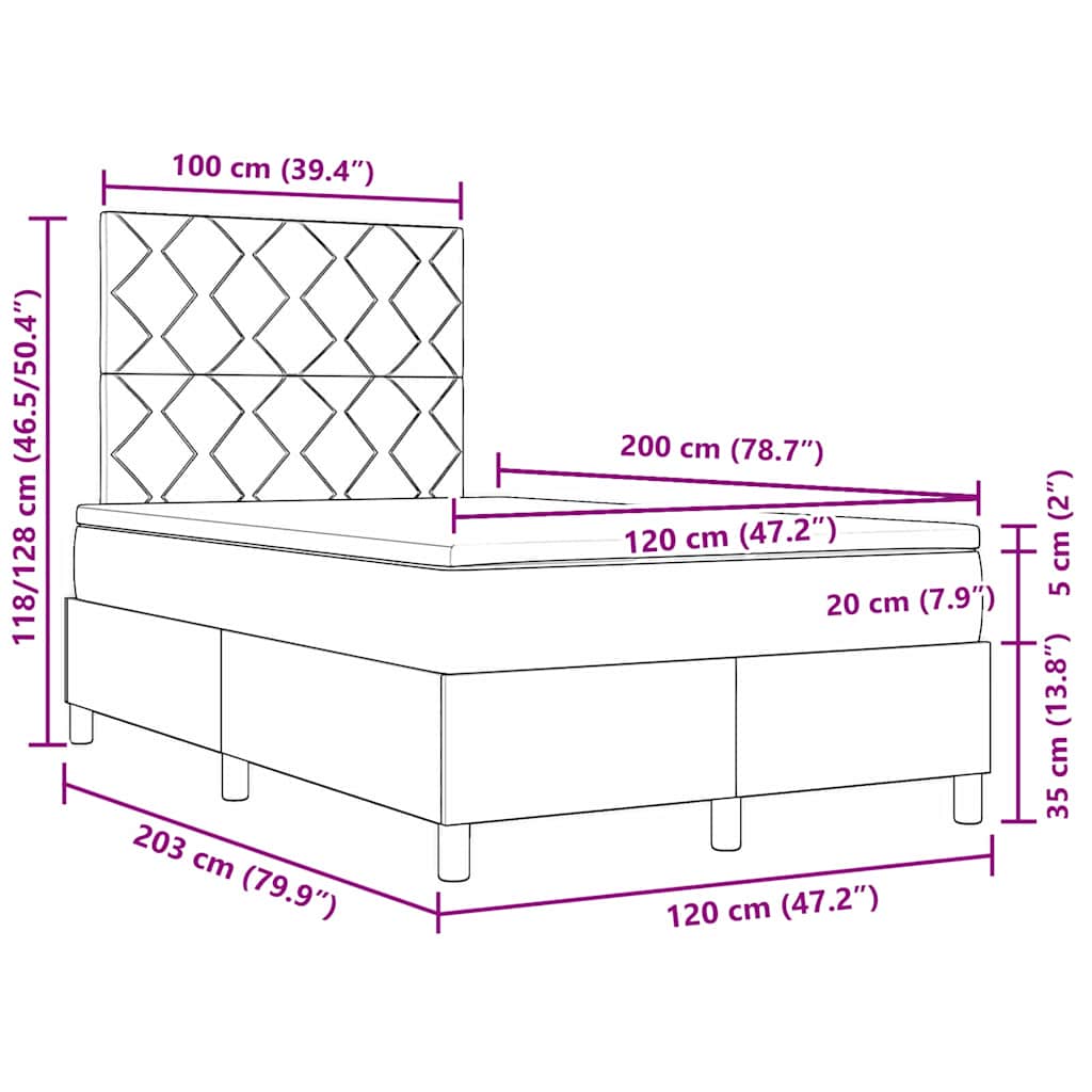 Boxspringbed met hoofdeinde Taupe 120 x 200 cm Stof – afbeelding 12