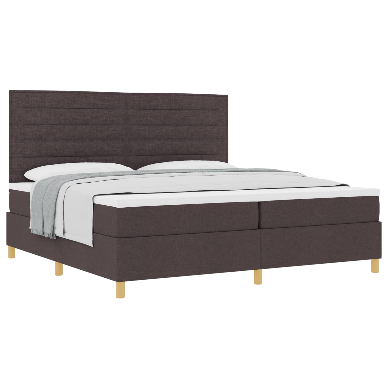 Boxspringbed met matras Donkerbruin 200 x 200 cm Stof – afbeelding 2