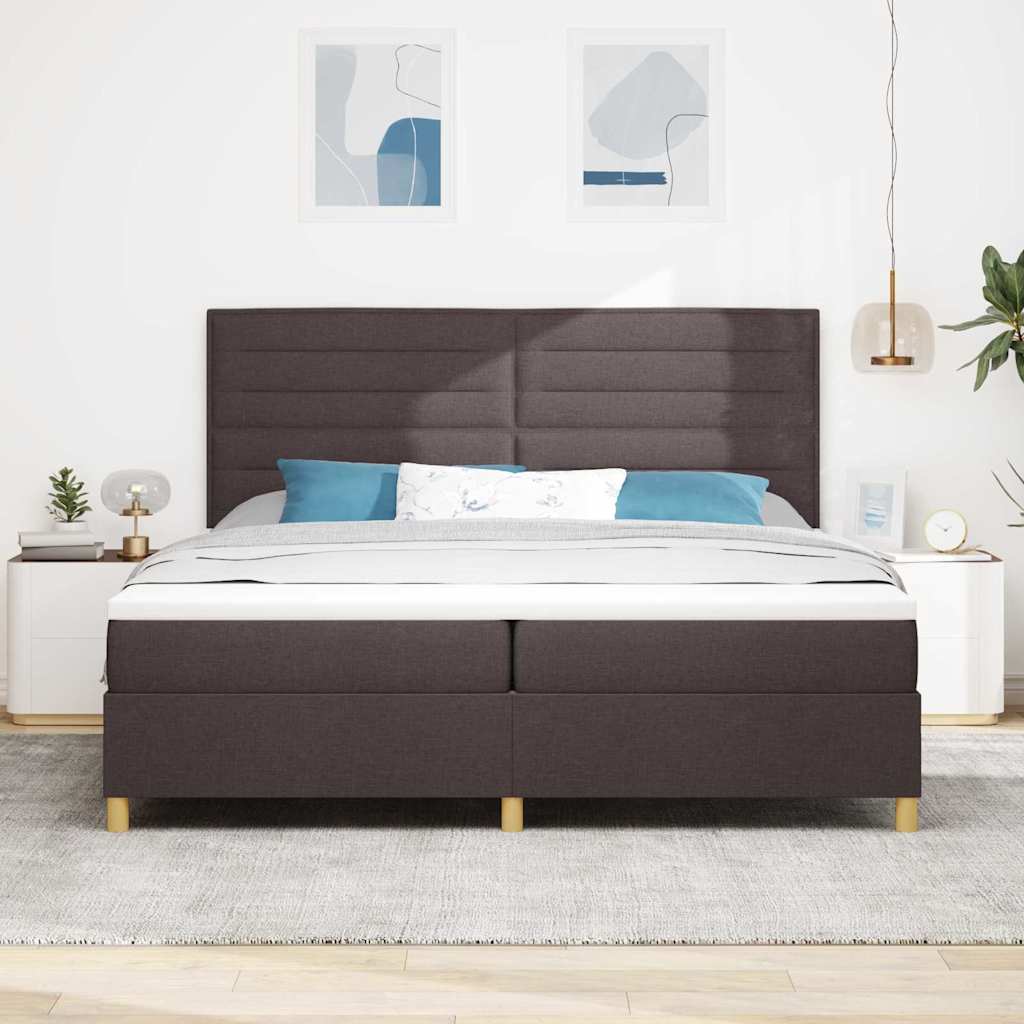 Boxspringbed met matras Donkerbruin 200 x 200 cm Stof – afbeelding 3