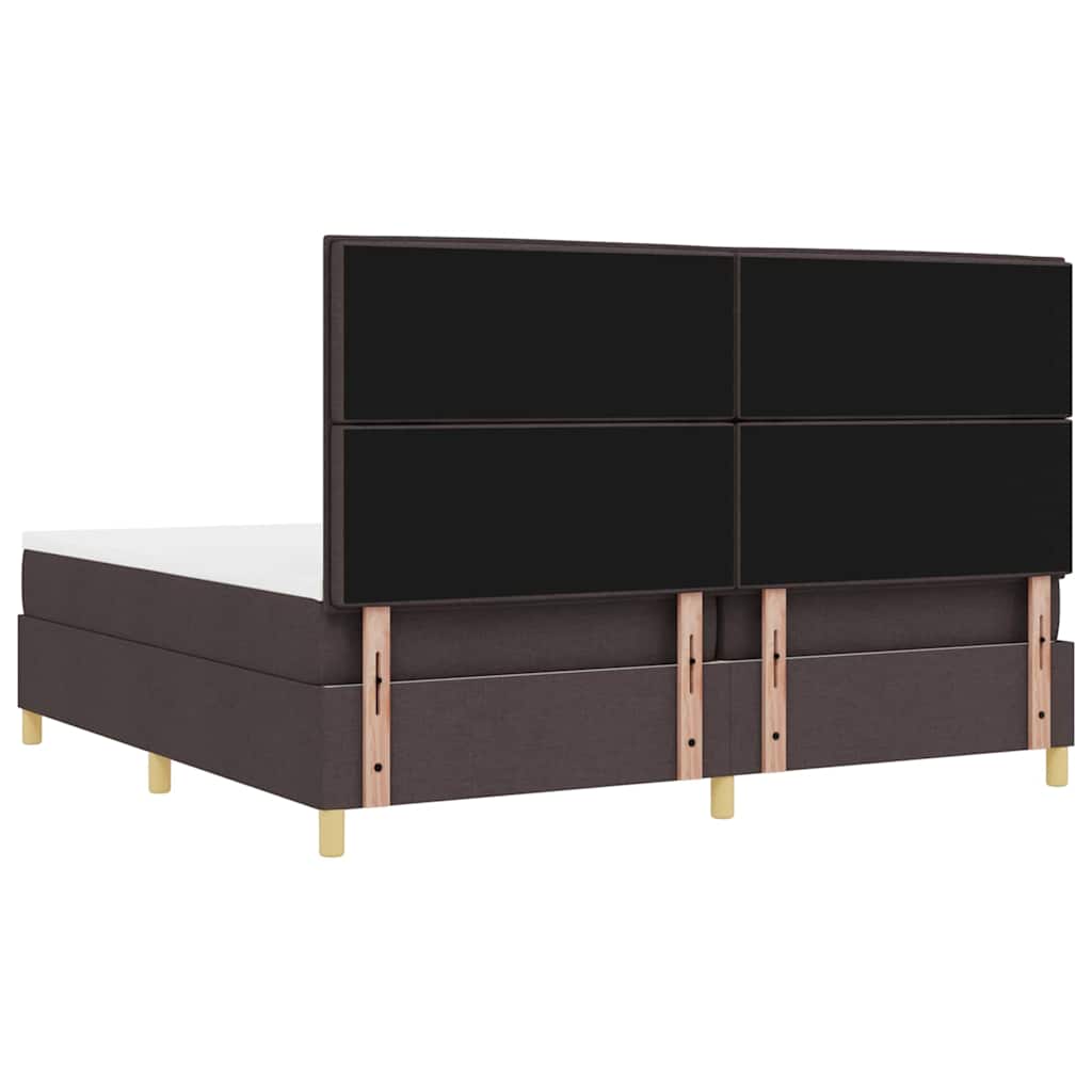 Boxspringbed met matras Donkerbruin 200 x 200 cm Stof – afbeelding 8