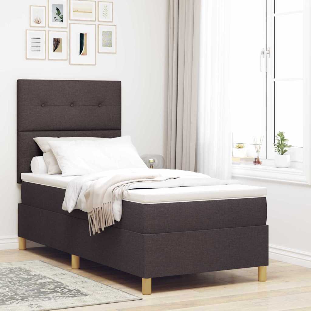 Boxspringbed met matras Donkerbruin 80 x 200 cm Stof – afbeelding 1