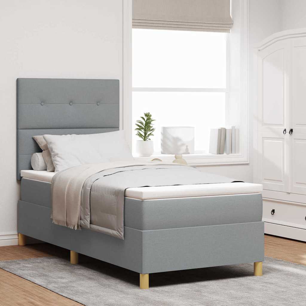 Boxspringbed met matras Lichtgrijs 90 x 200 cm Stof – afbeelding 1