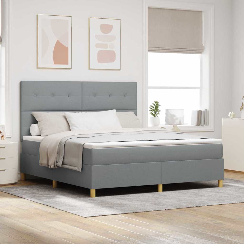 Boxspringbed met matras Lichtgrijs 180 x 200 cm Stof – afbeelding 1
