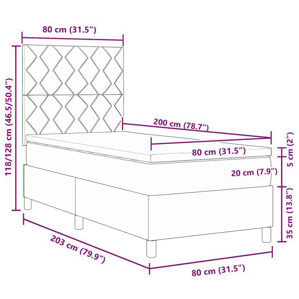 Boxspringbed met hoofdeinde Donkergrijs 80 x 200 cm Stof – afbeelding 12