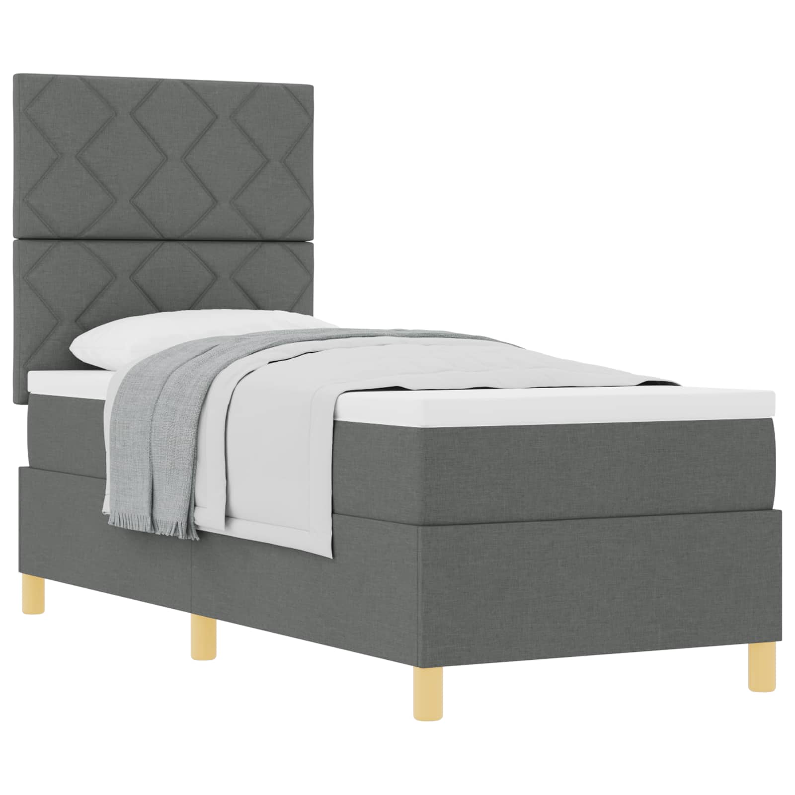 Boxspringbed met hoofdeinde Donkergrijs 80 x 200 cm Stof – afbeelding 2