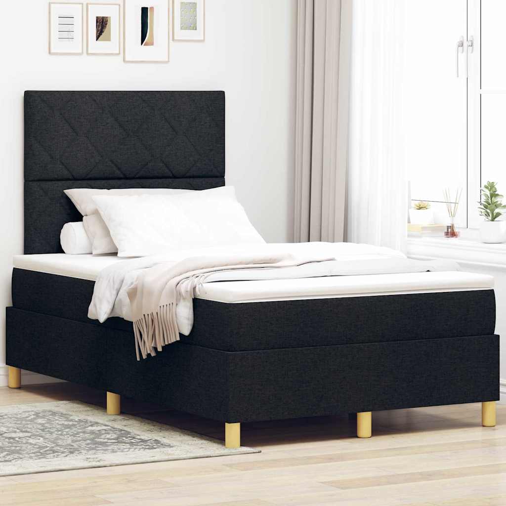 Boxspringbed met matras met hoofdeinde Zwart 120 x 190 cm Stof – afbeelding 1