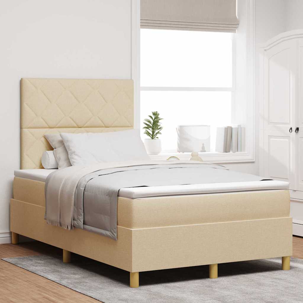 Boxspringbed met matras met hoofdeinde Crème 120 x 200 cm Stof – afbeelding 1