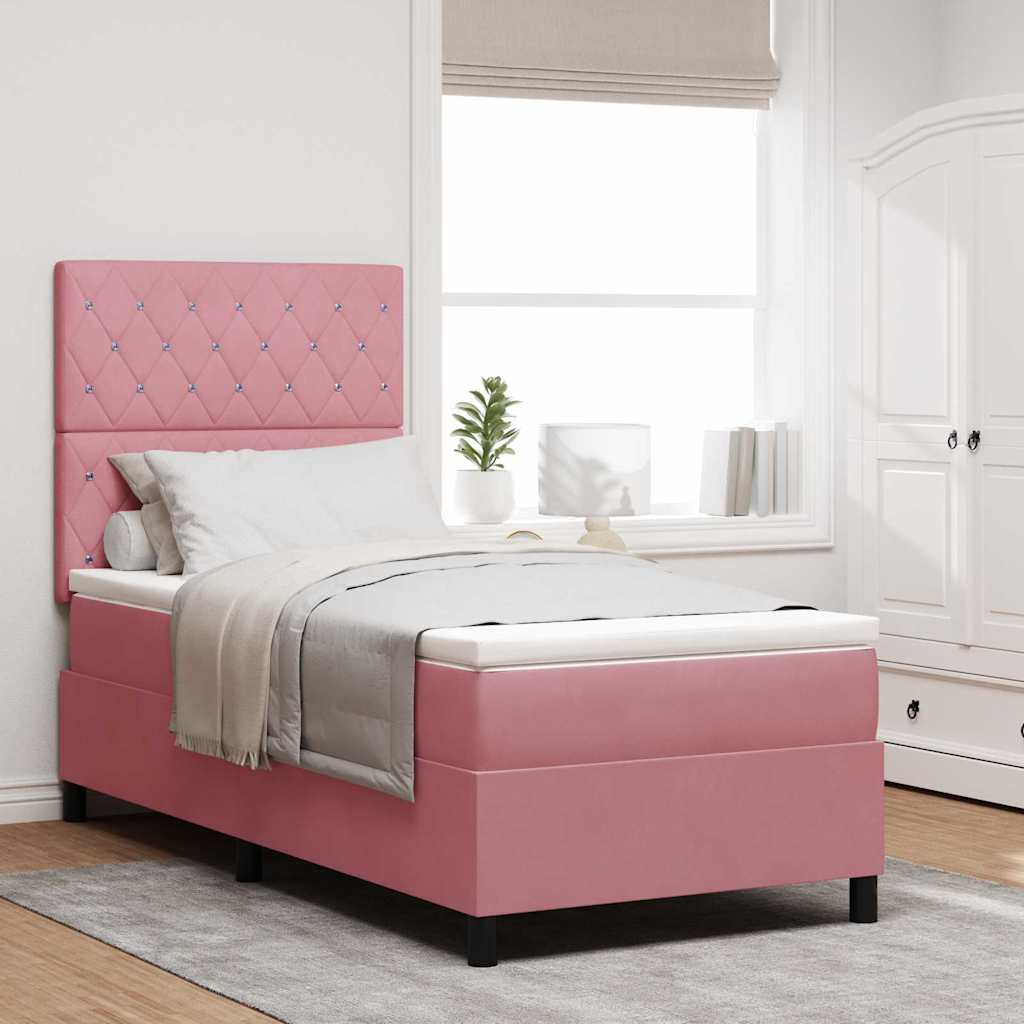 Boxspringbed met matras Roze 100 x 200 cm Fluweel – afbeelding 1