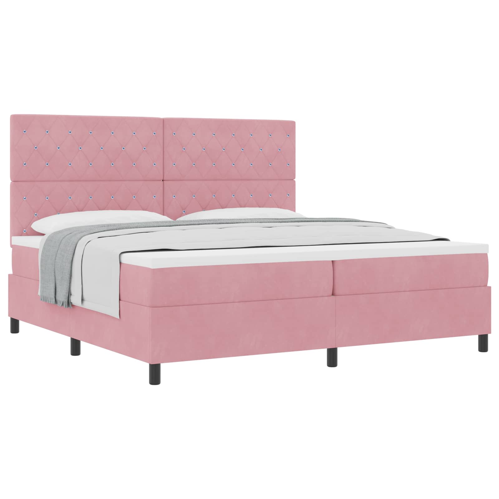 Boxspringbed met matras Roze 200 x 200 cm Fluweel – afbeelding 2