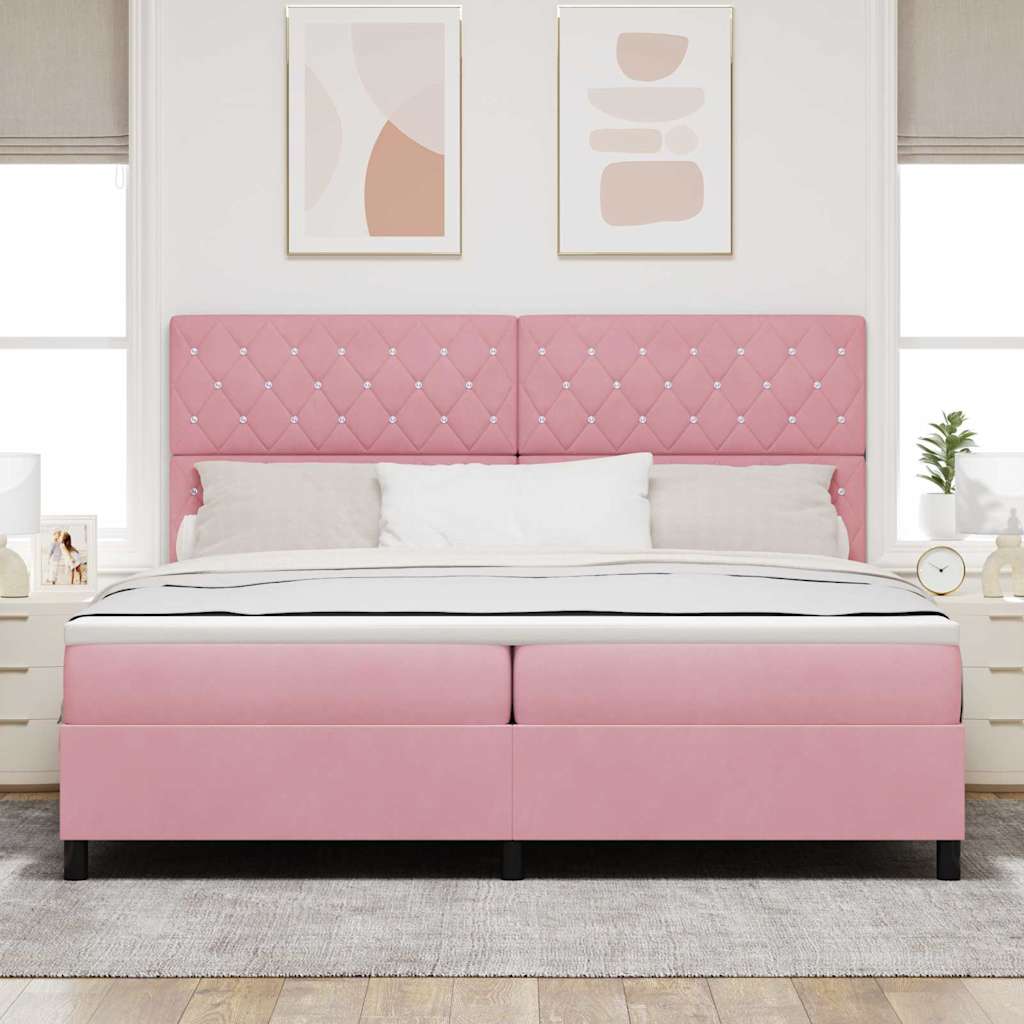 Boxspringbed met matras Roze 200 x 200 cm Fluweel – afbeelding 3