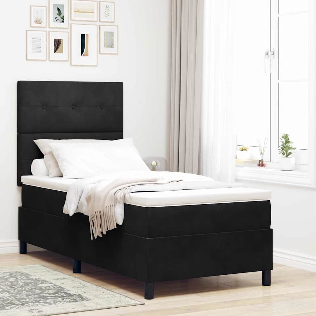 Boxspringbed met matras Zwart 80 x 200 cm Fluweel – afbeelding 1