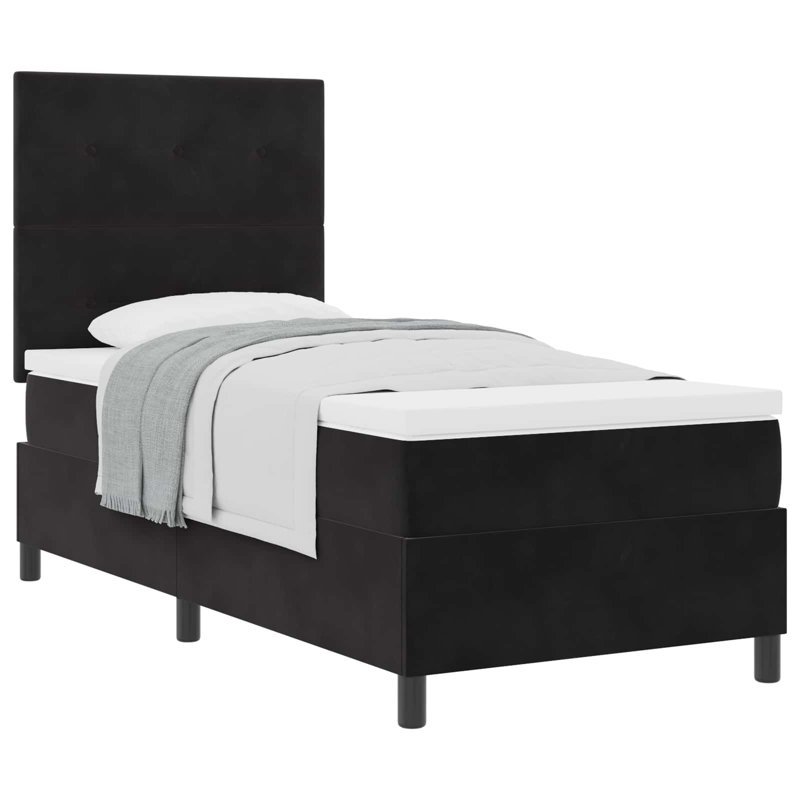 Boxspringbed met matras Zwart 80 x 200 cm Fluweel – afbeelding 2