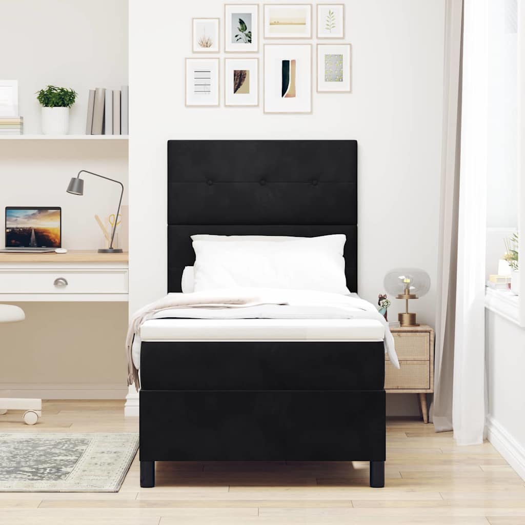 Boxspringbed met matras Zwart 80 x 200 cm Fluweel – afbeelding 3