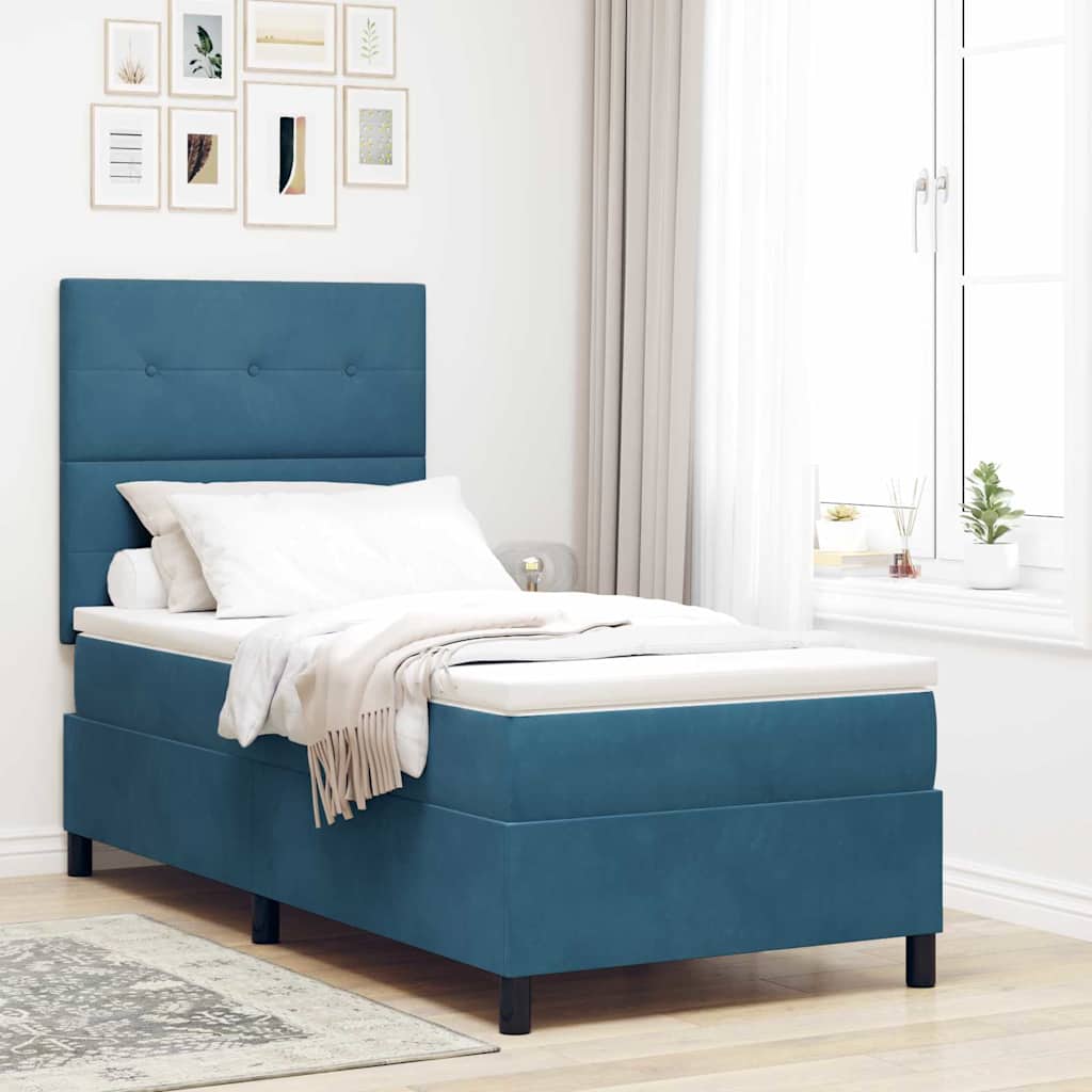 Boxspringbed met matras Donkerblauw 80 x 200 cm Fluweel – afbeelding 1