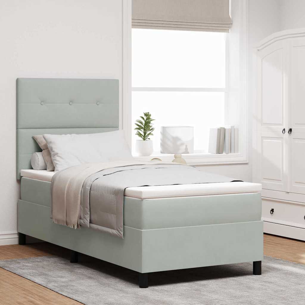 Boxspringbed met matras Lichtgrijs 100 x 200 cm Fluweel – afbeelding 1