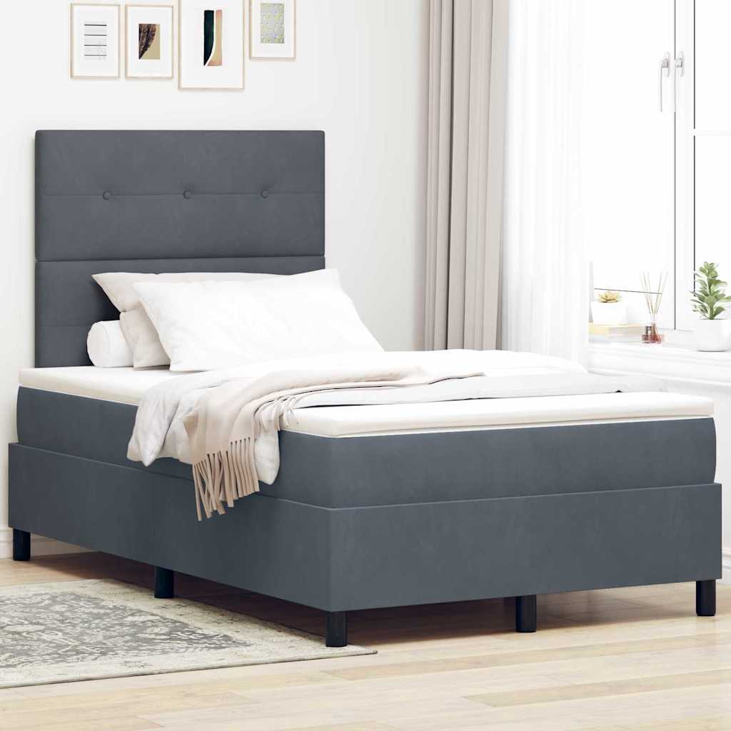 Boxspringbed met matras Donkergrijs 120 x 200 cm Fluweel – afbeelding 1