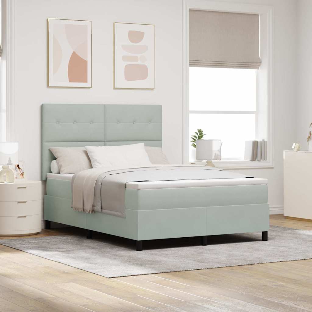 Boxspringbed met matras Lichtgrijs 140 x 190 cm Fluweel – afbeelding 1