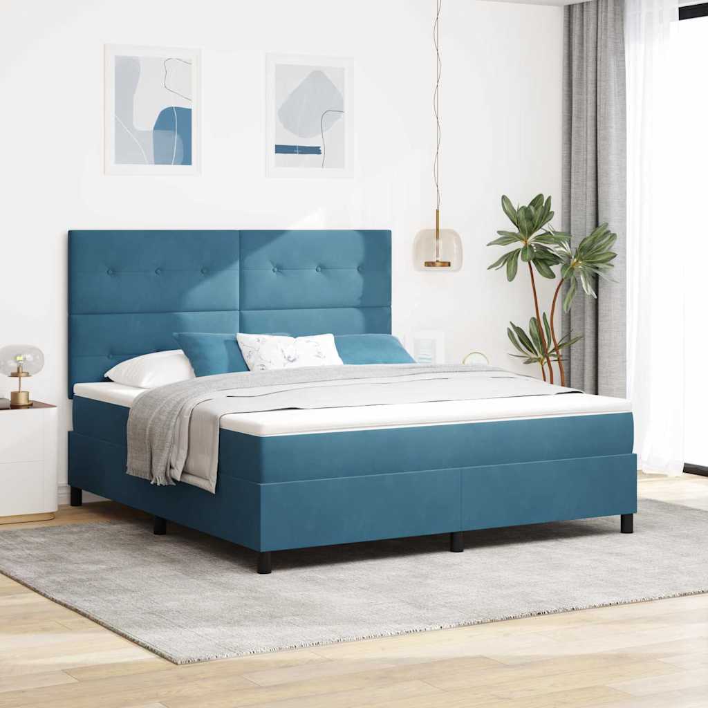 Boxspringbed met matras Donkerblauw 180 x 200 cm Fluweel – afbeelding 1