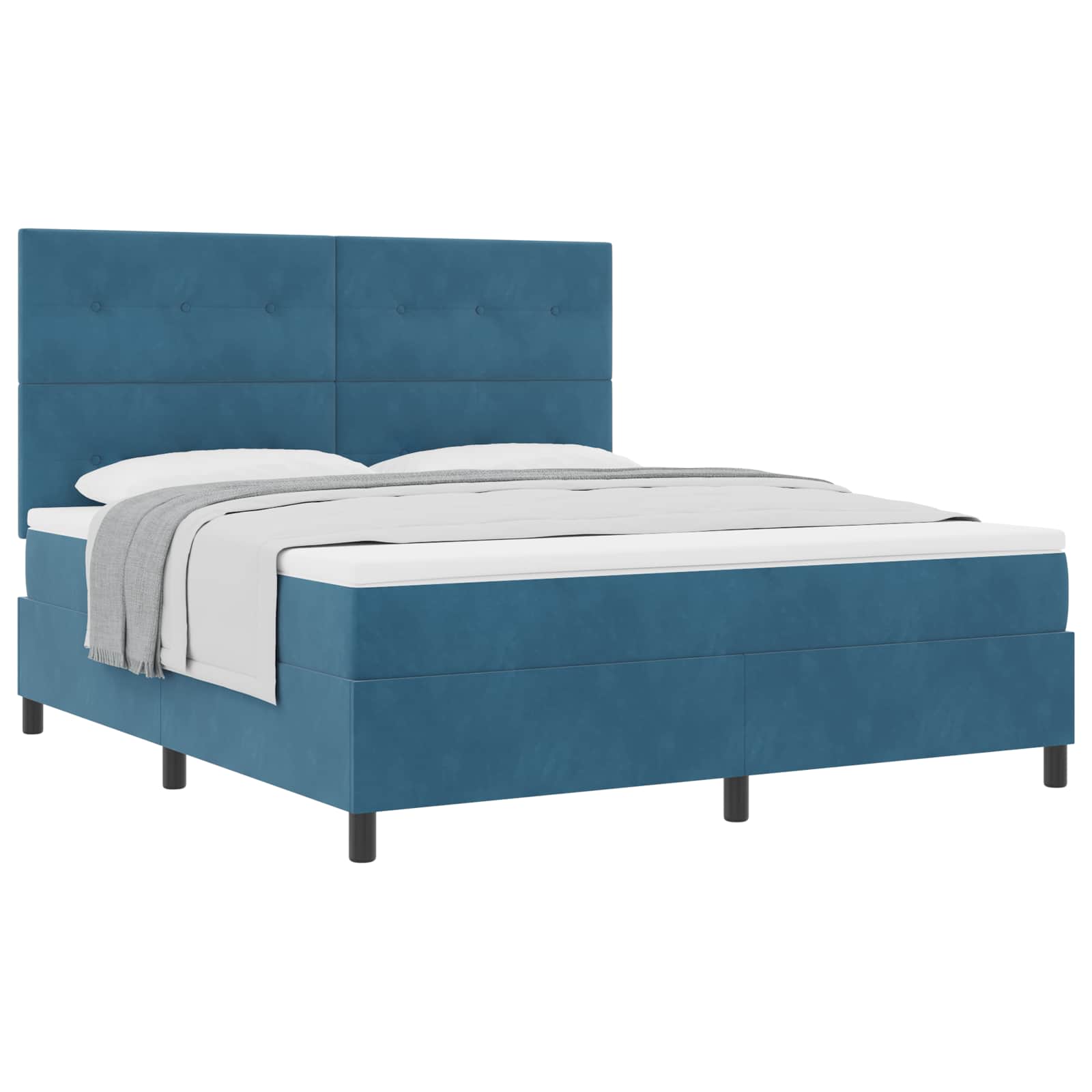 Boxspringbed met matras Donkerblauw 180 x 200 cm Fluweel – afbeelding 2