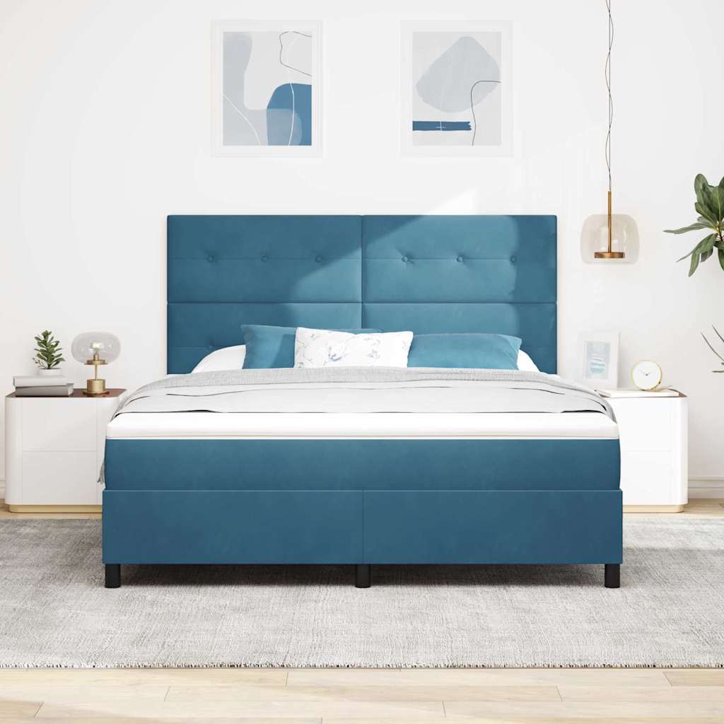 Boxspringbed met matras Donkerblauw 180 x 200 cm Fluweel – afbeelding 3