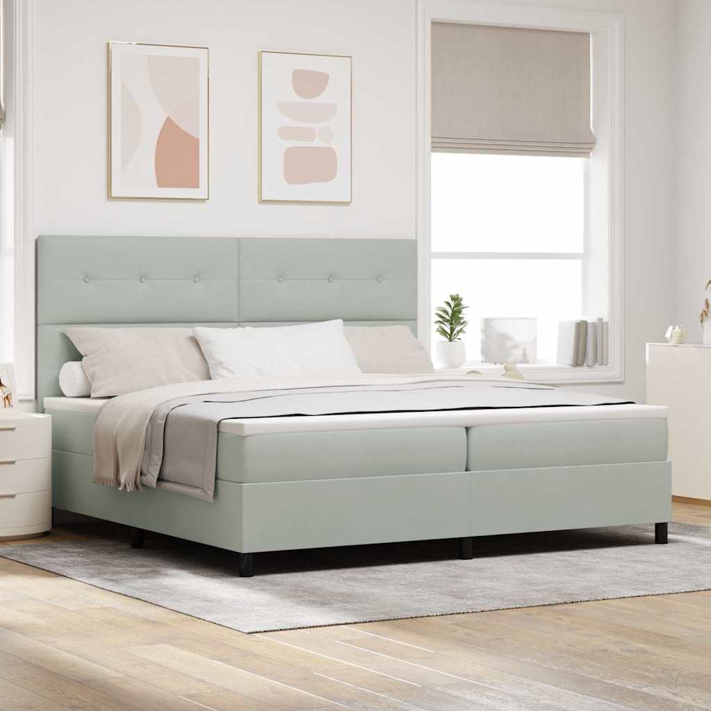 Boxspringbed met matras Lichtgrijs 200 x 200 cm Fluweel – afbeelding 1