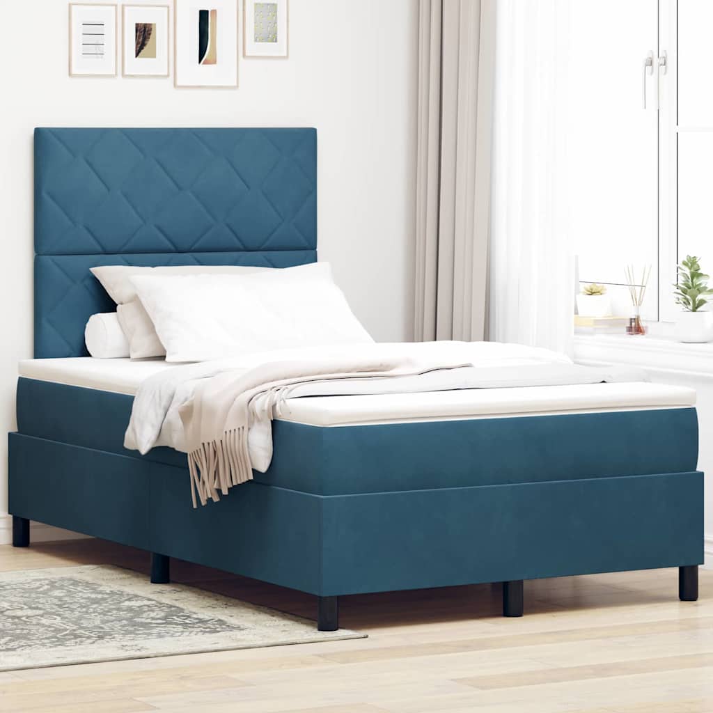 Boxspringbed met matras Donkerblauw 120 x 190 cm Fluweel – afbeelding 1