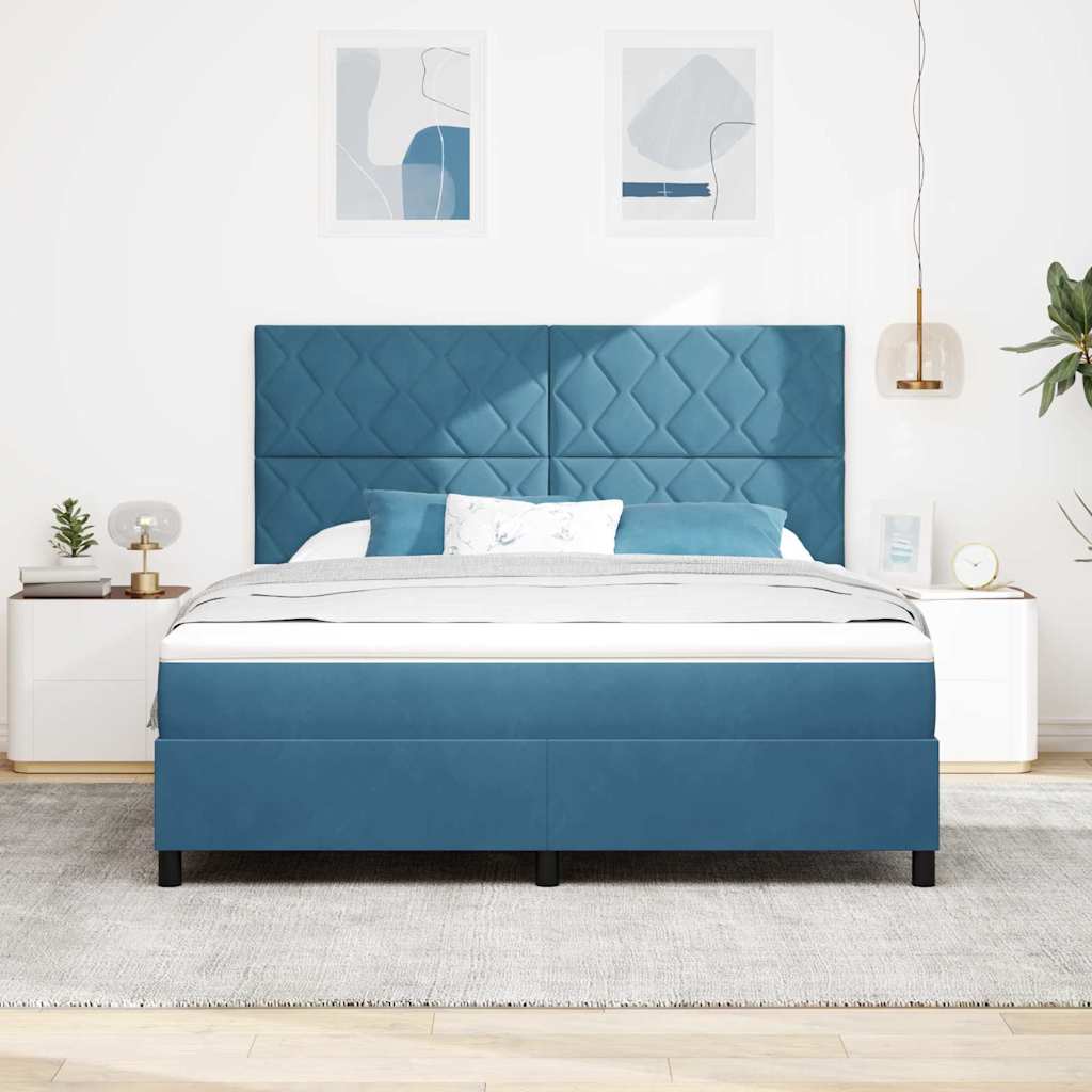 Boxspringbed met matras Donkerblauw 180 x 200 cm Fluweel – afbeelding 3