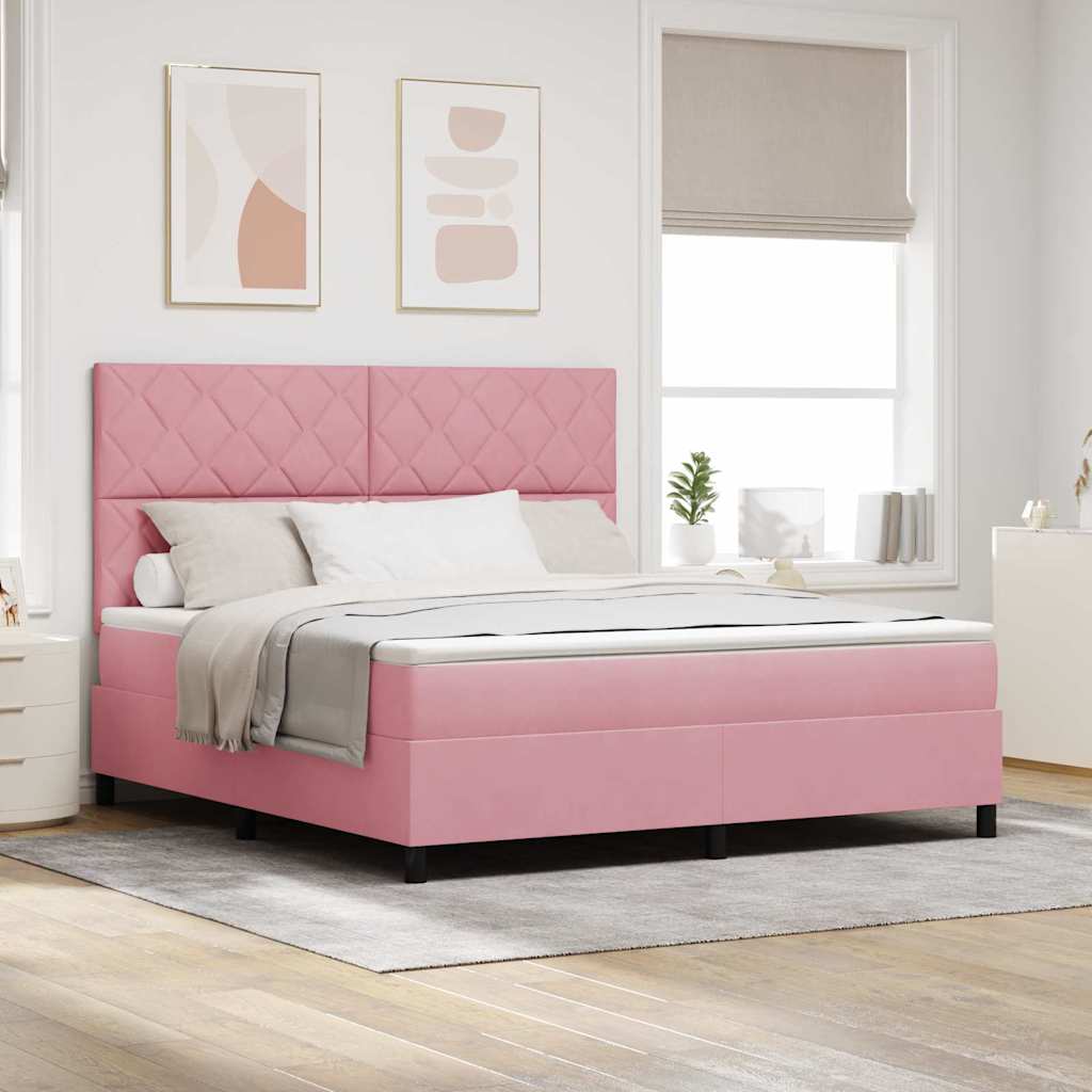 Boxspringbed met hoofdeinde Roze 180 x 200 cm Fluweel – afbeelding 1