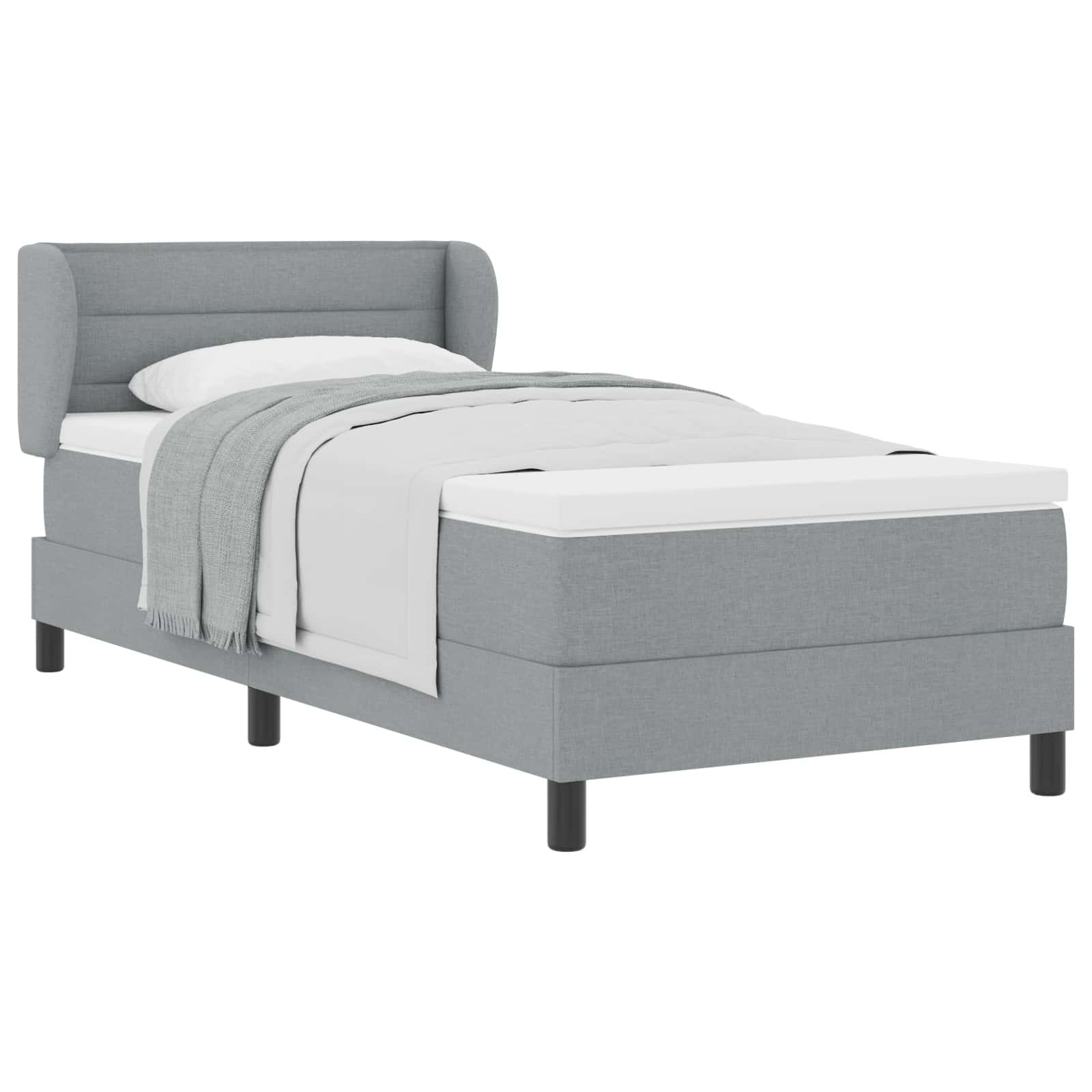 Boxspringbed met matras Lichtgrijs 80 x 200 cm Stof – afbeelding 2