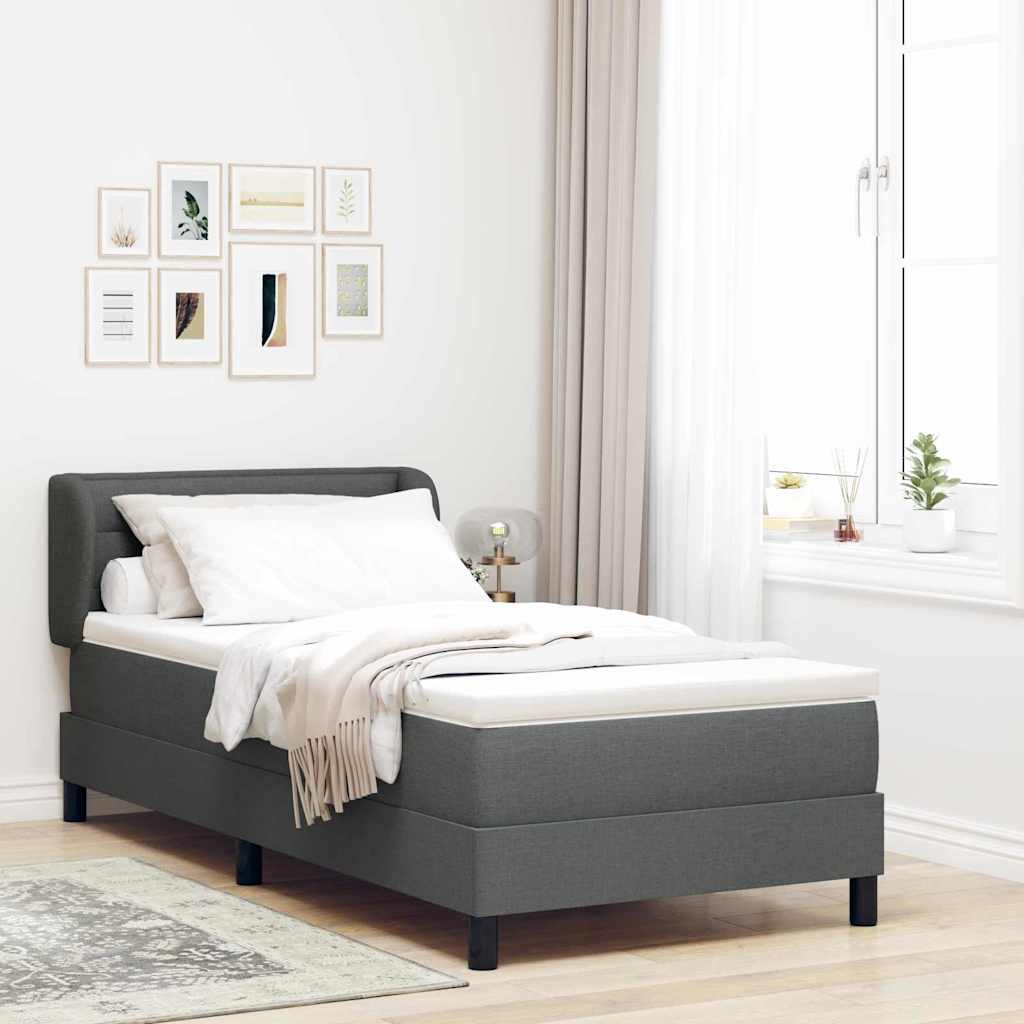 Boxspringbed met matras Donkergrijs 80 x 200 cm Stof – afbeelding 1