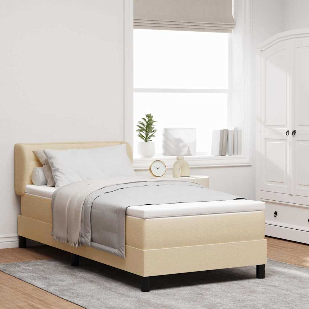 Boxspringbed met matras met hoofdeinde Crème 80 x 200 cm Stof – afbeelding 1