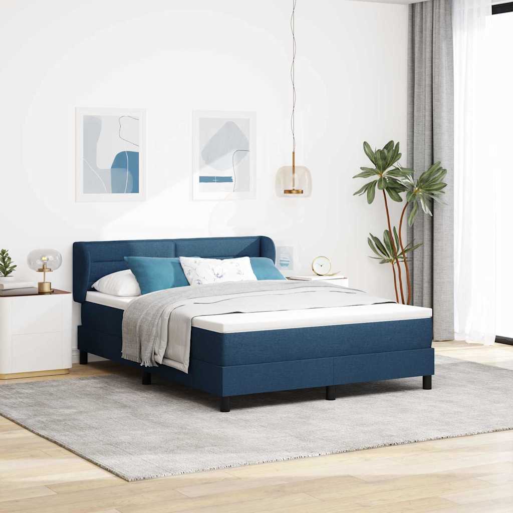 Boxspringbed met matras met hoofdeinde Blauw 140 x 190 cm Stof – afbeelding 1