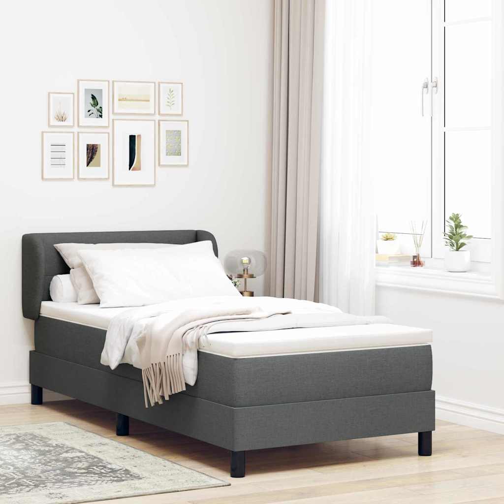 Boxspringbed met matras Donkergrijs 80 x 200 cm Stof – afbeelding 1